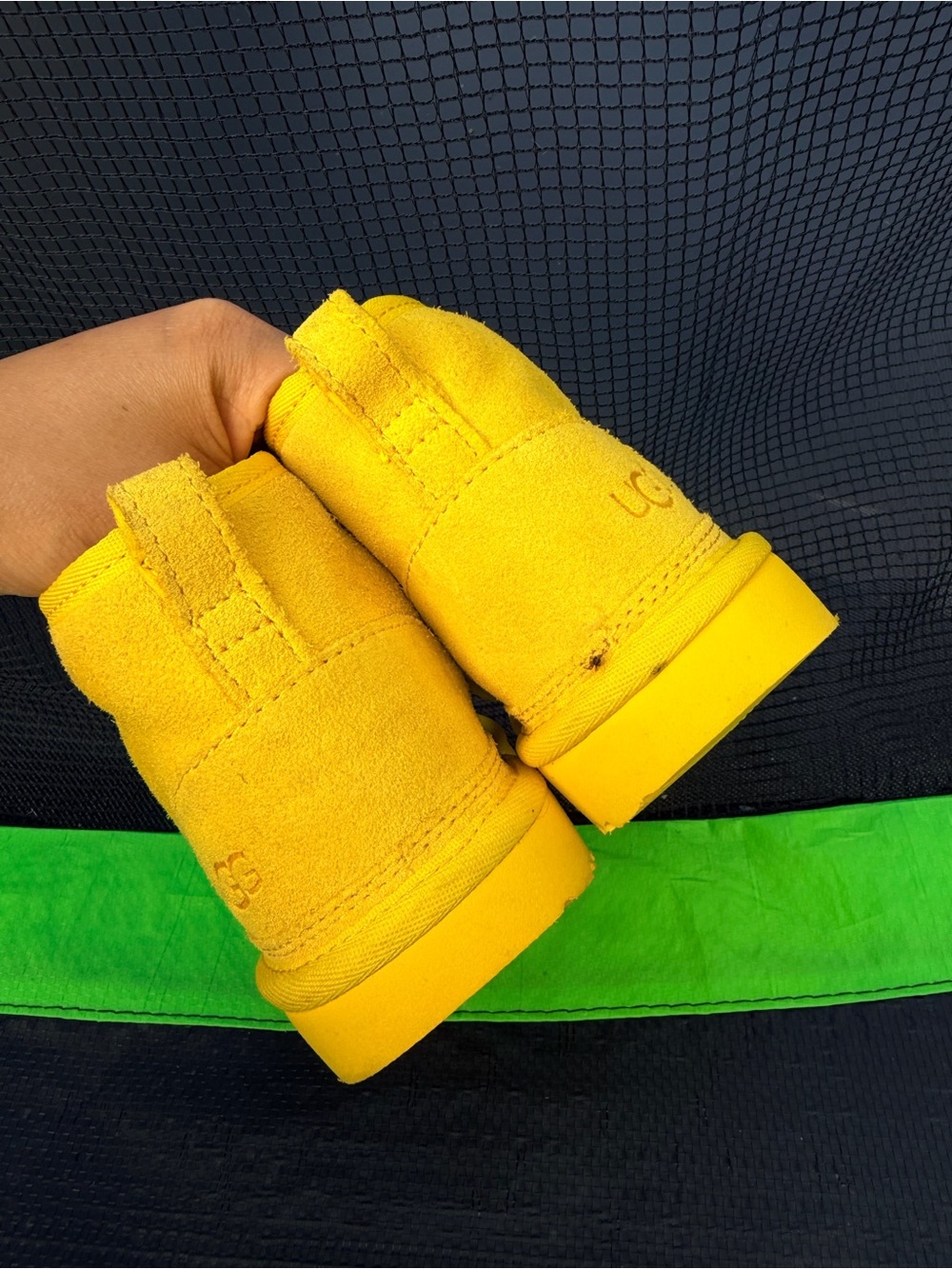UGG Bright Yellow Kids Suede Lace-Up Boots - Picture 3 of 6